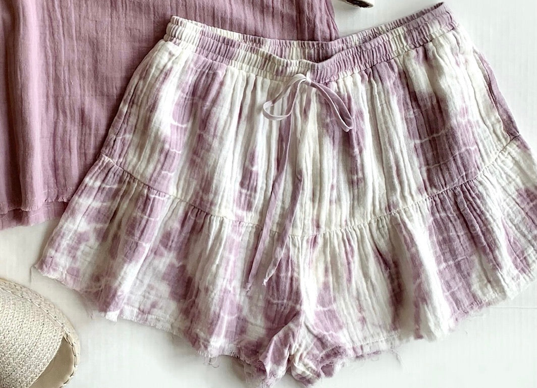 Lavender Tie Dye Flutter Shorts