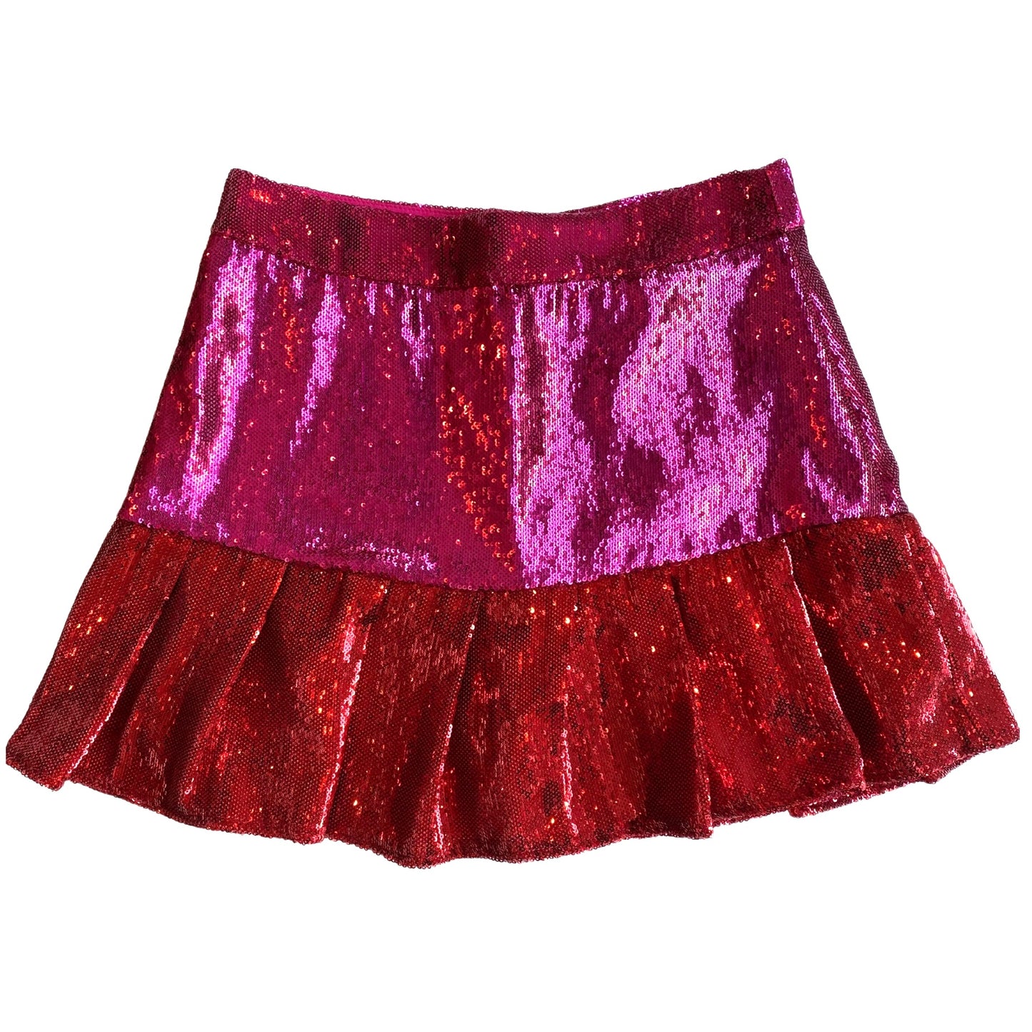 Pink/Red Sequin Flounce Skirt