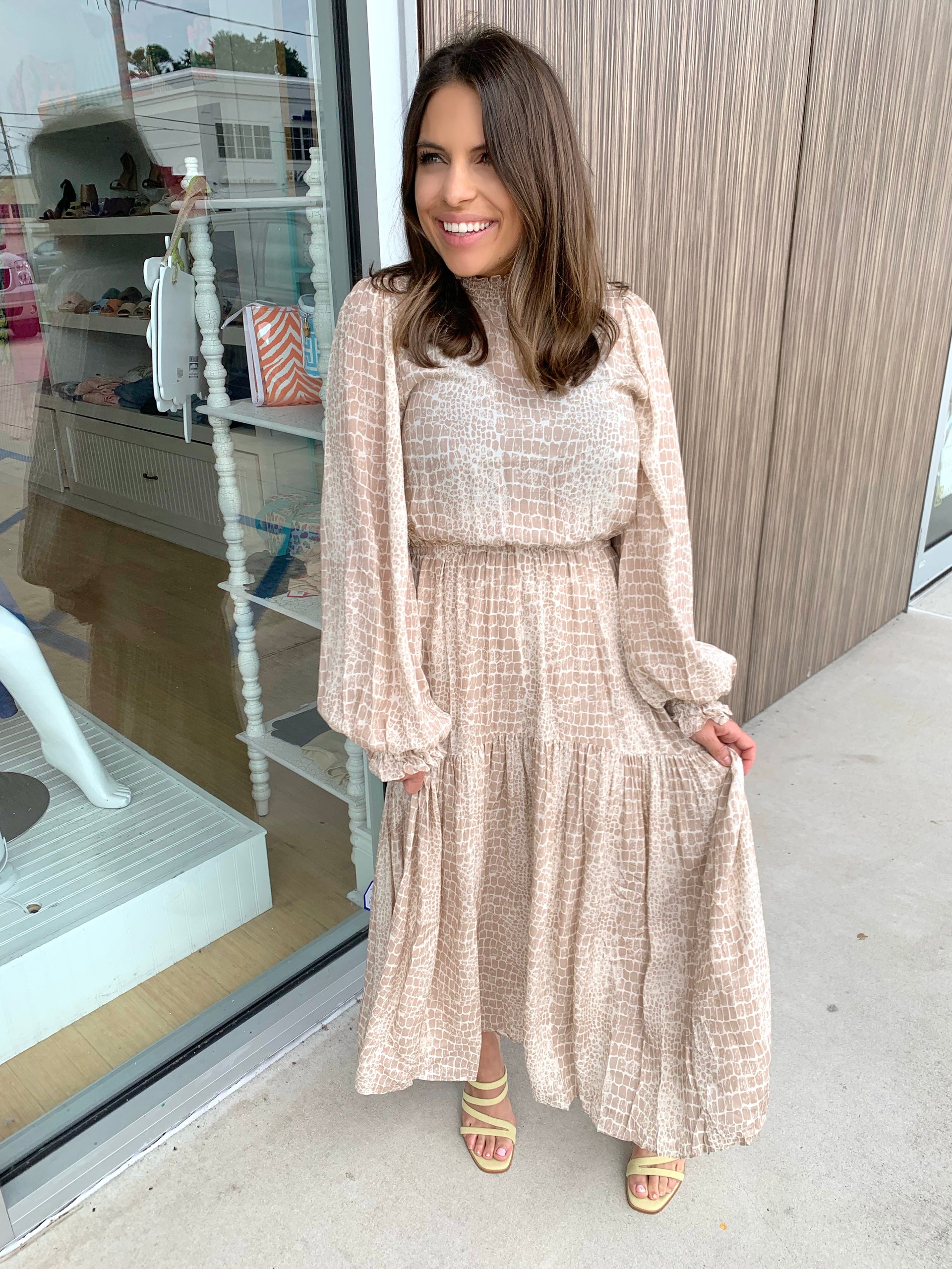 Tan Croc Olivia Midi Dress – Lucy Rose