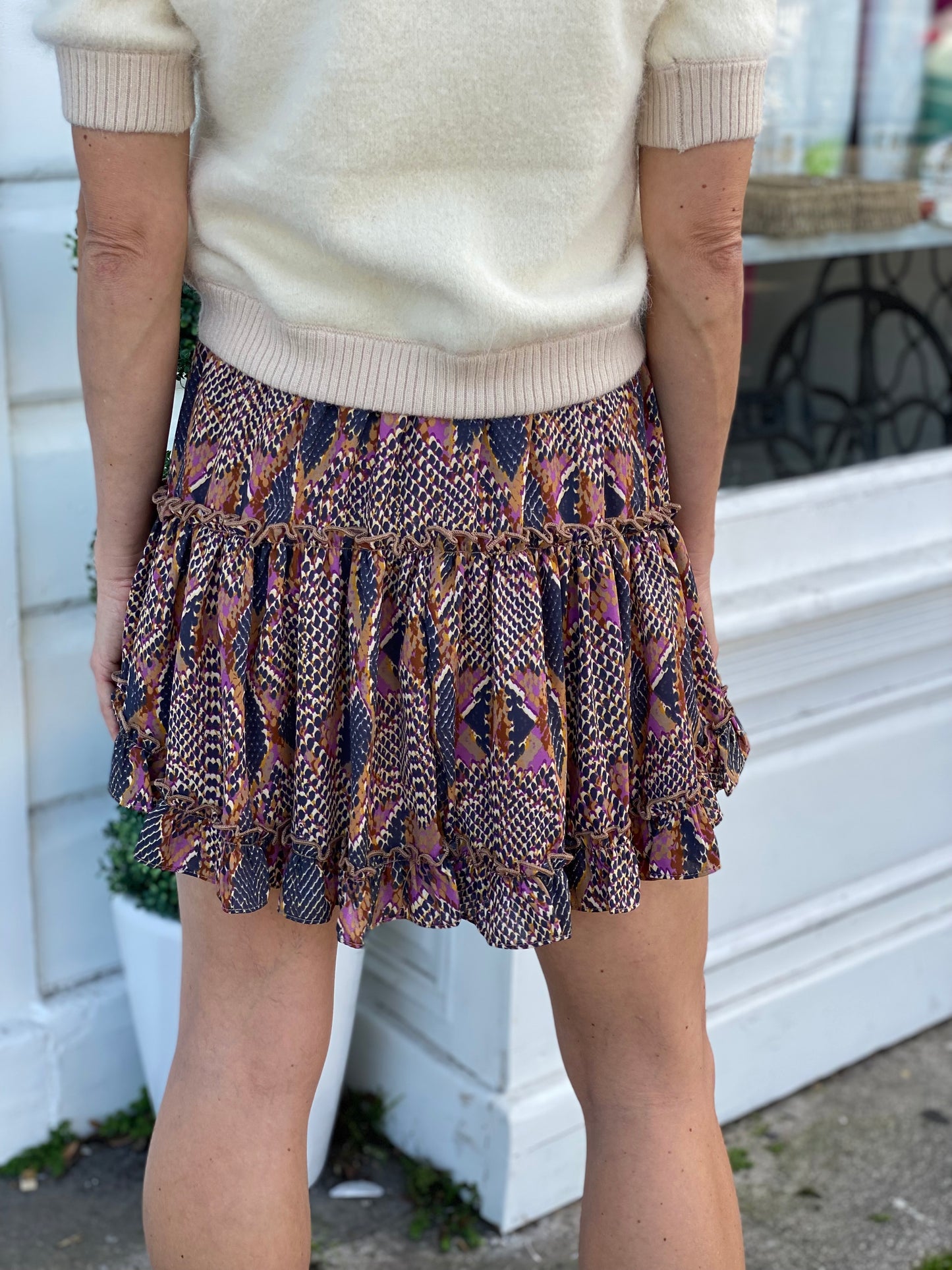 Charcoal Violet Spot Tiered Skirt