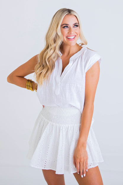 White Eyelet Smock Skort