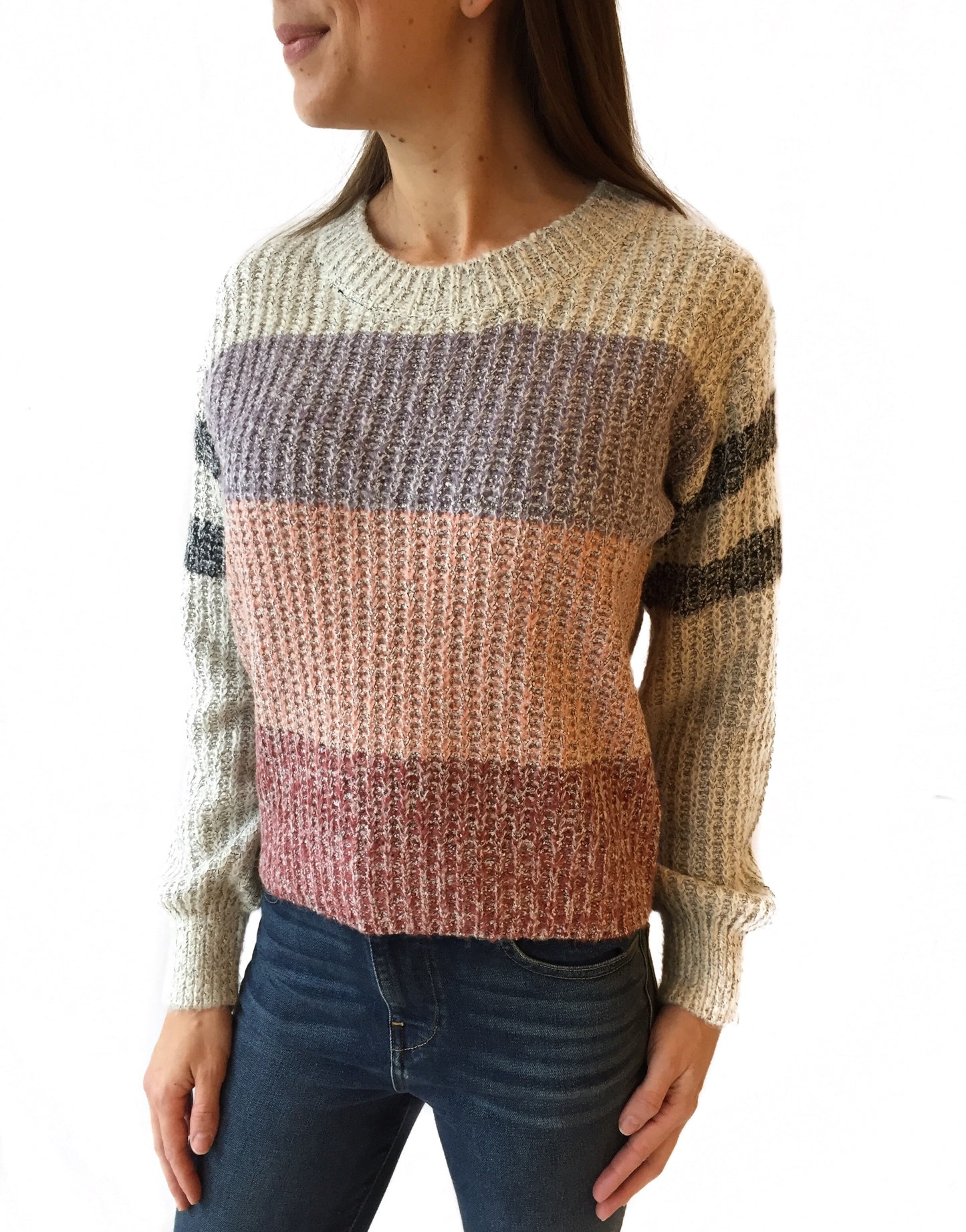 Multi-Stripe Cropped Sweater