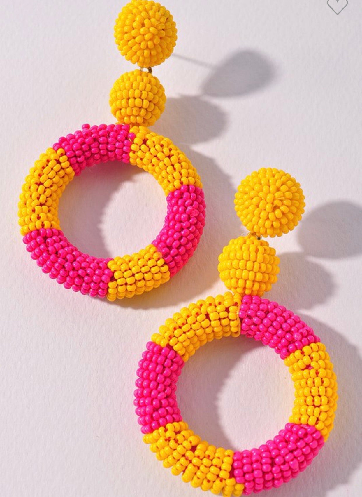 Yellow/Pink Circle Dangle Earrings
