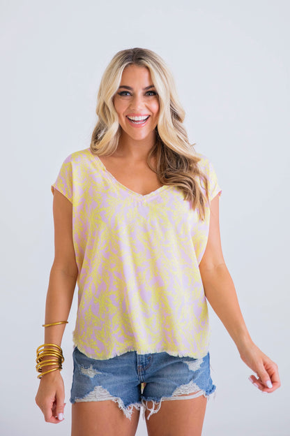 Pink/Orange Scoop Neck Top