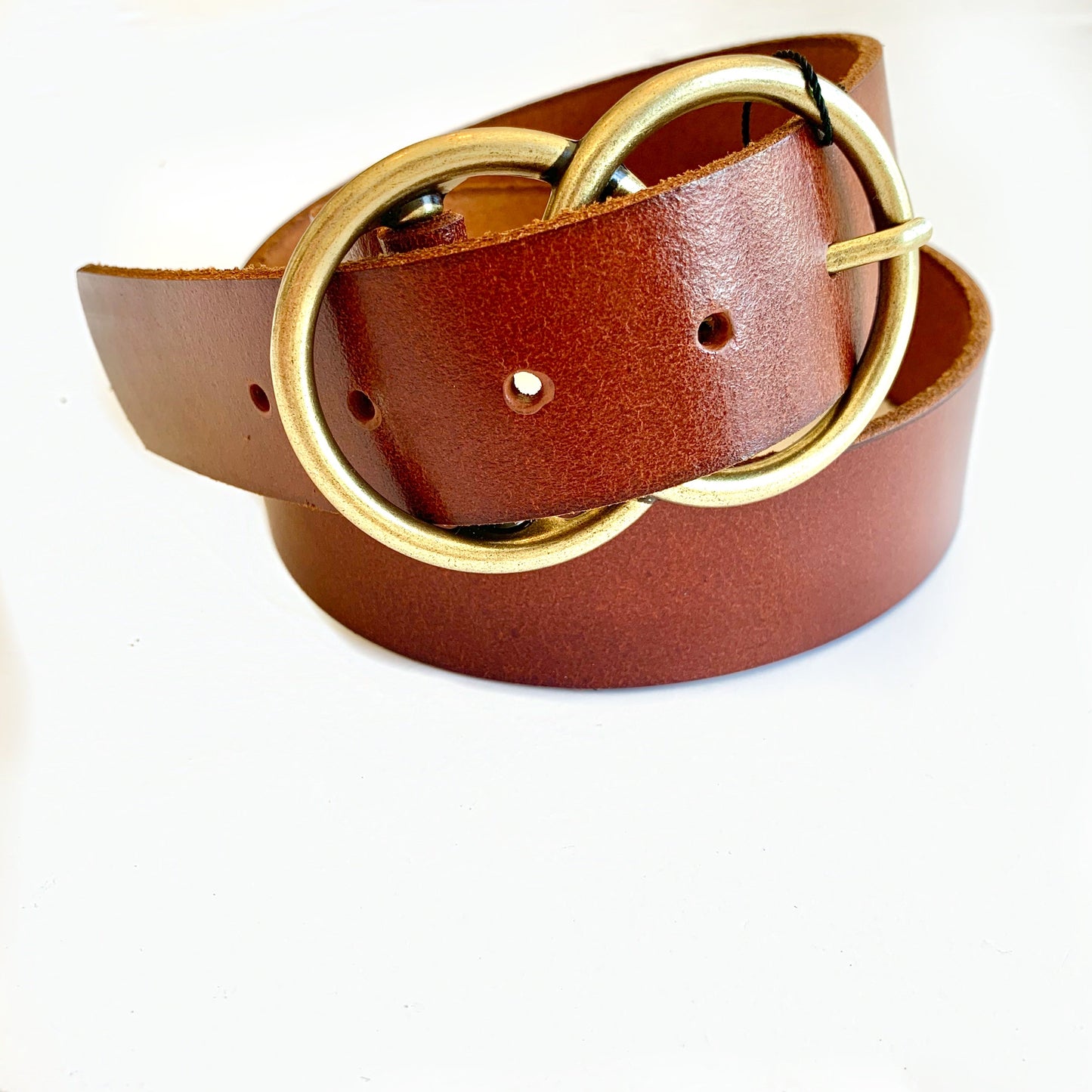 Tan Thick Double Buckle Belt