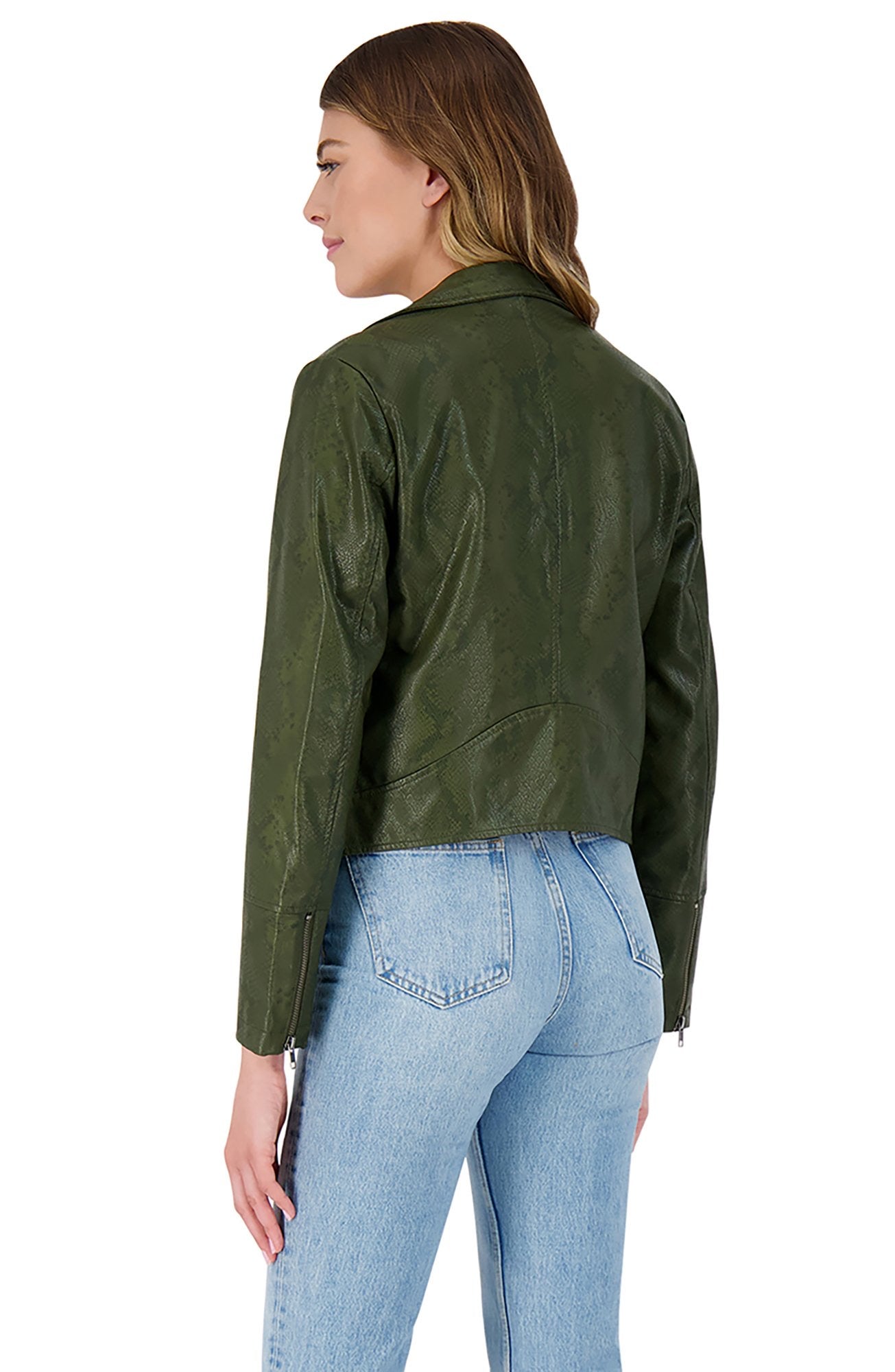 Army Green Snake Vegan Leather Jacket