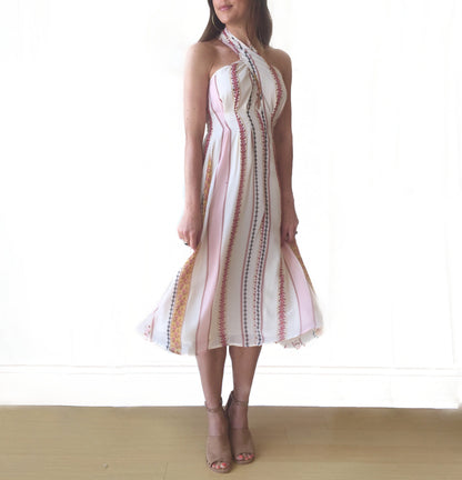 Cream Floral Stripe Dress
