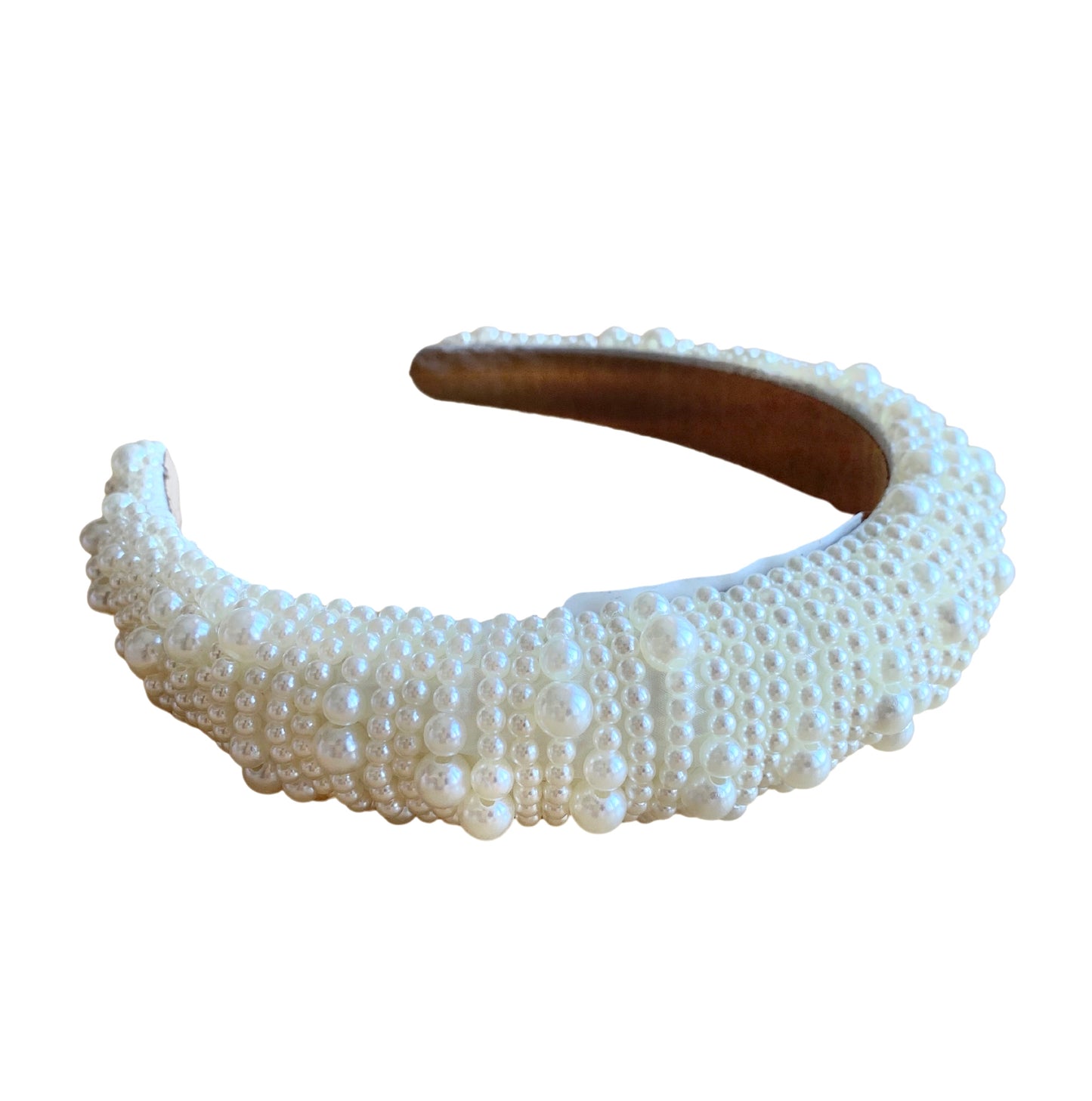 Cream Solid Pearl Headband