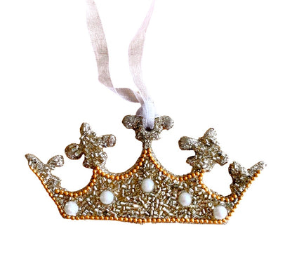 Gold/Pearl Crown Ornament