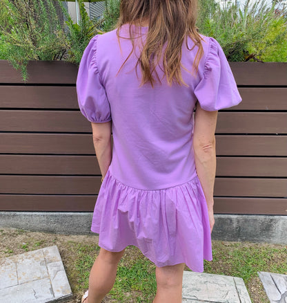 Lilac Knit Poplin Dress