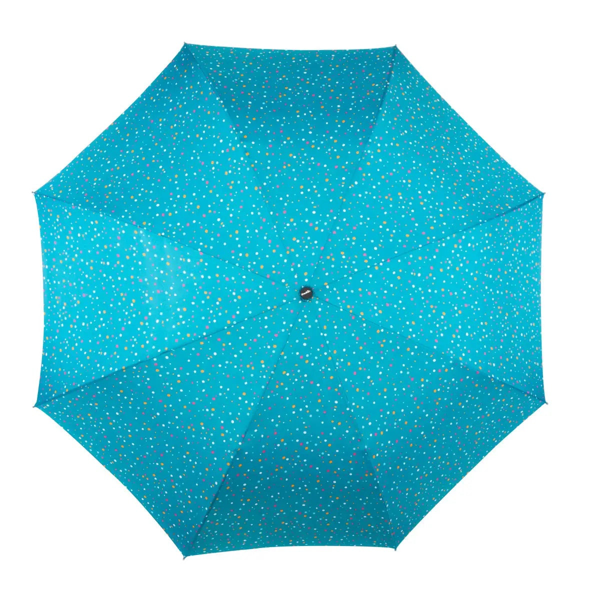 Blue Dot/Floral Reverse Closing Umbrella