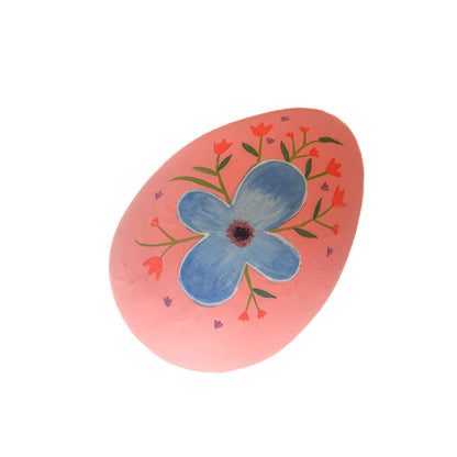6" Hand Painted Papermache Floral Egg