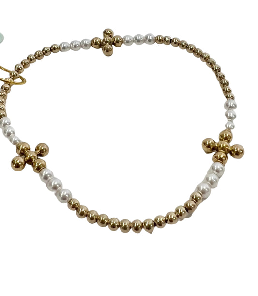Signature Pearl Cross Gold Bliss Pattern 2.5mm Bead Bracelet