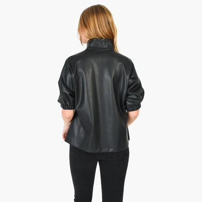 Black Faux Leather Poppy Top