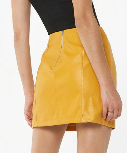 Canary Yellow Leather Skirt