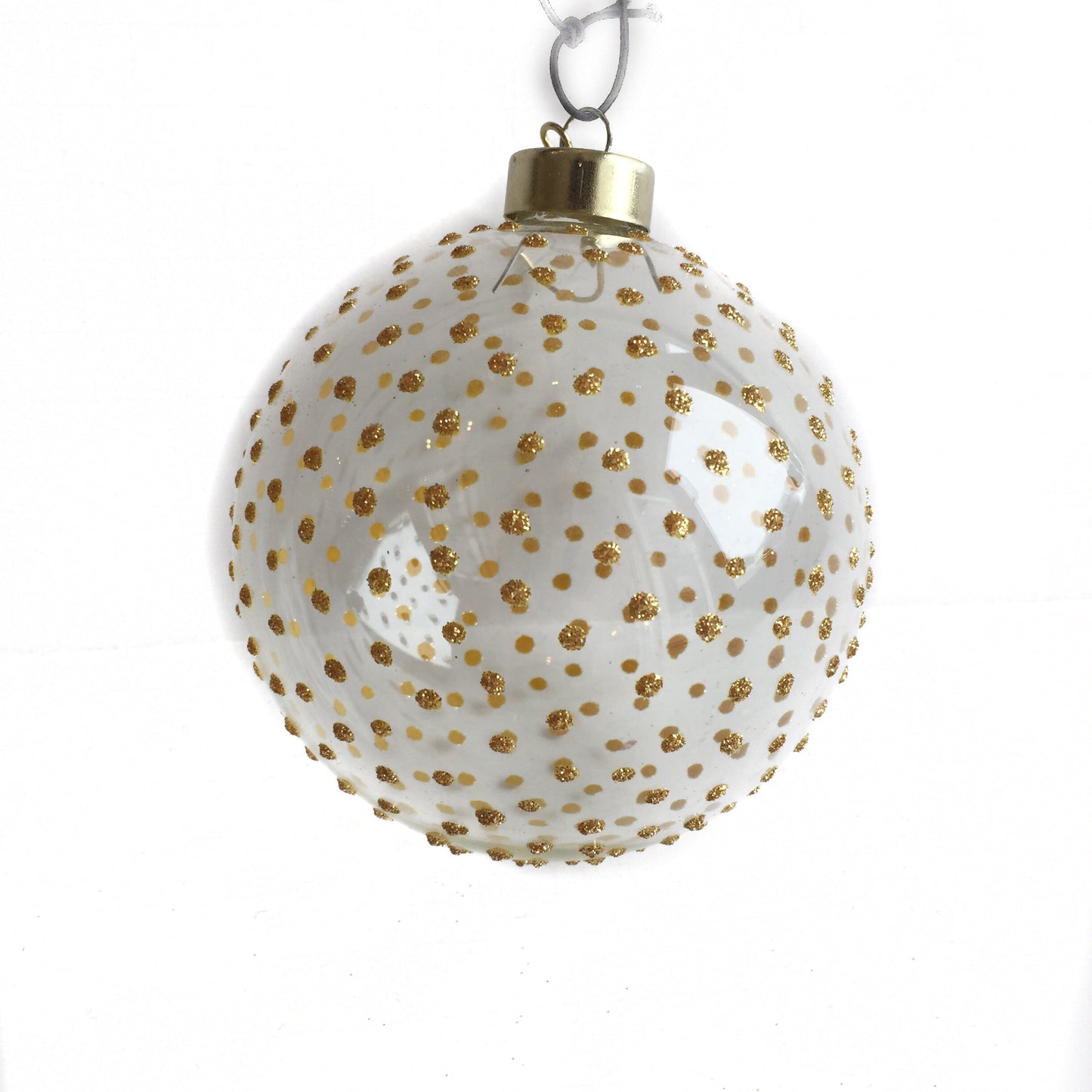 4" Gld Glitter Dot Glass Ball Ornament