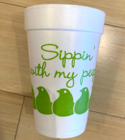 Sippin with Peeps Styrofoam Cups Sleeve