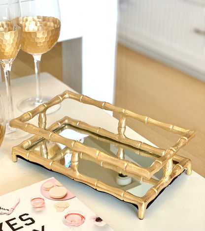 Gold Bamboo Guest Towel Tray