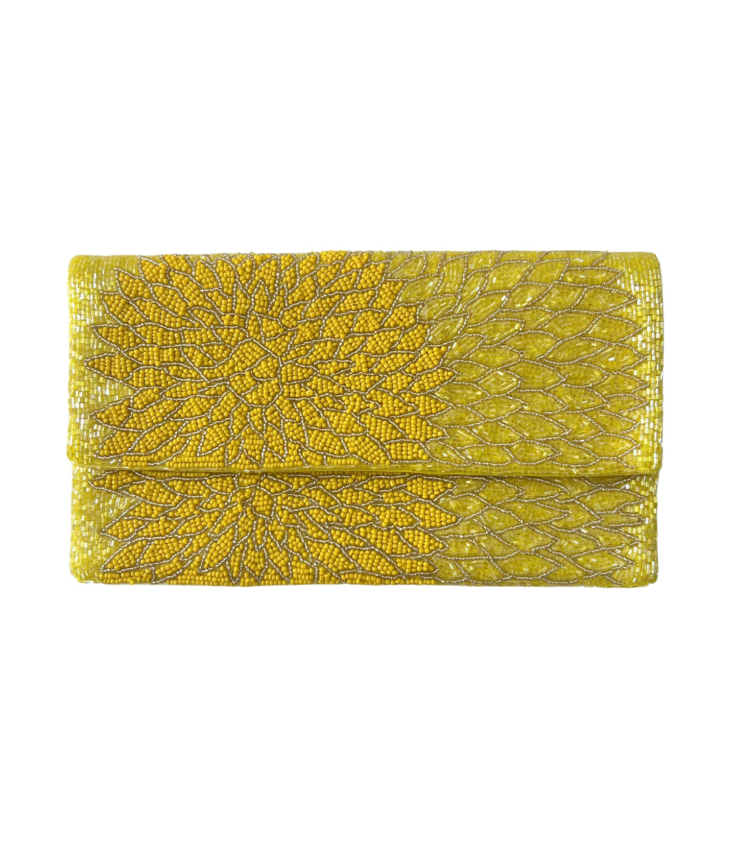 Yellow Floral Burst Beaded Clutch
