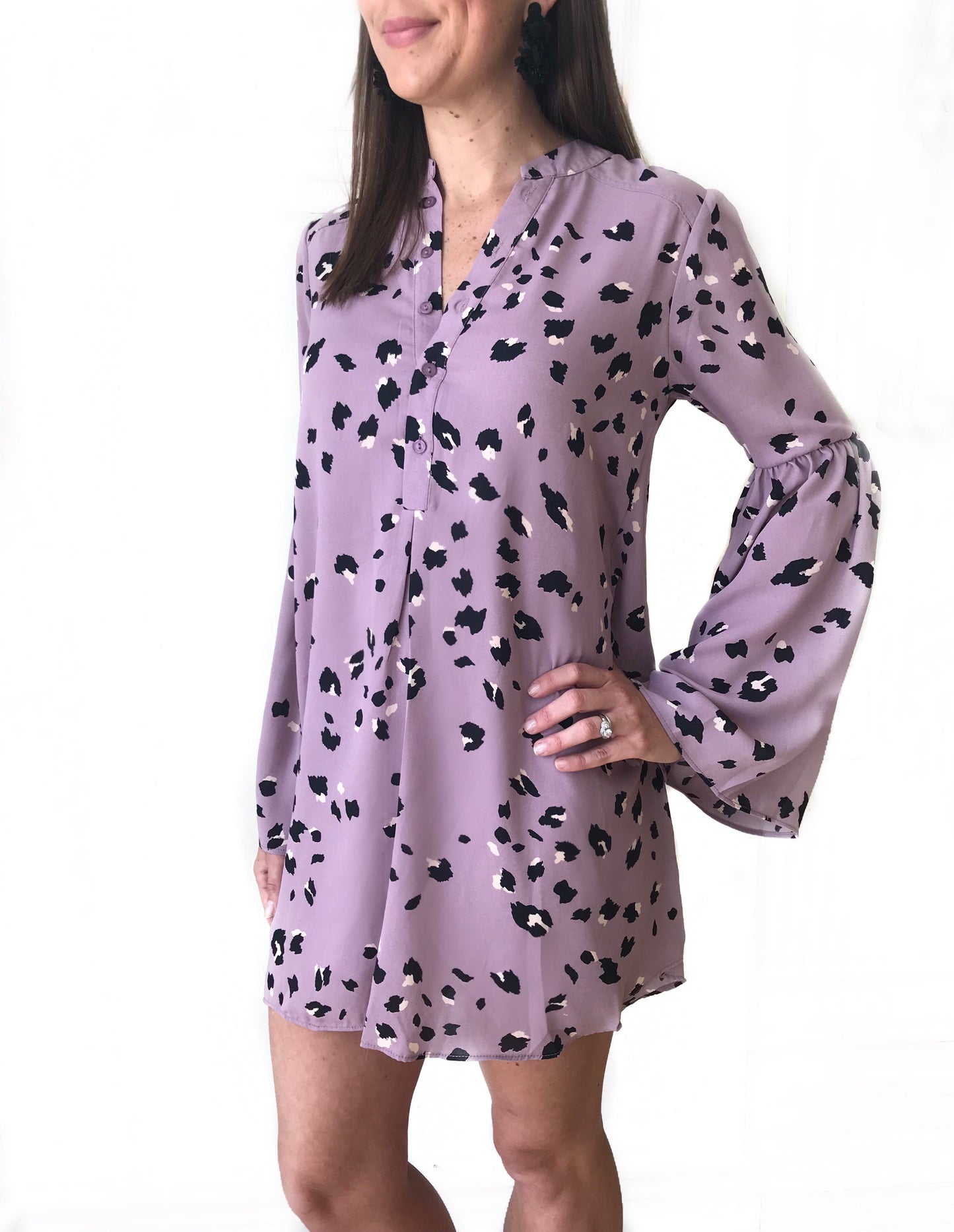 L/S Purple Leopard Dress