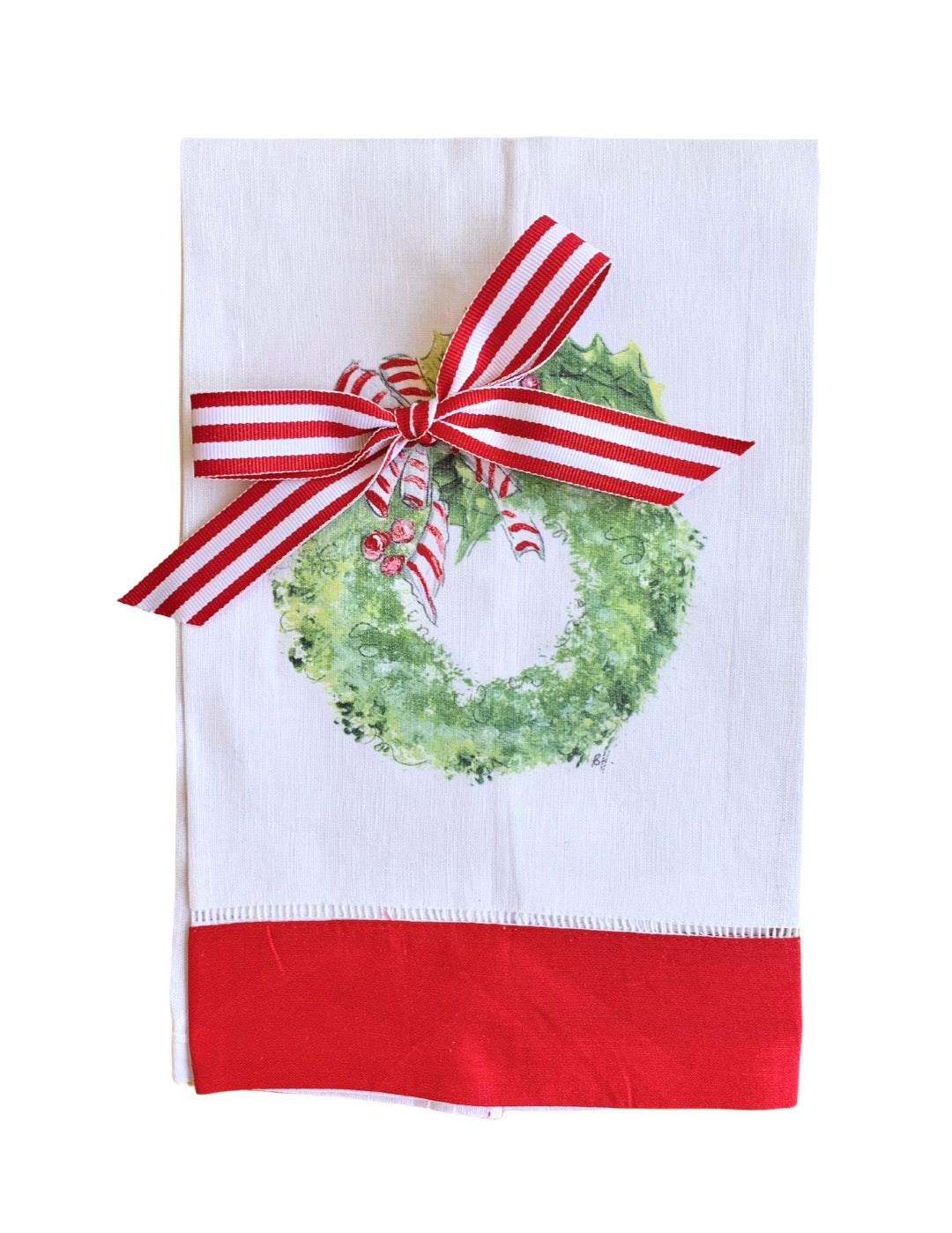 Wreath w/ Bow Tea Towel