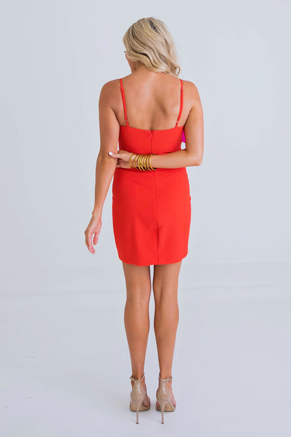 Hot Pink/Red Colorblock Bow Dress