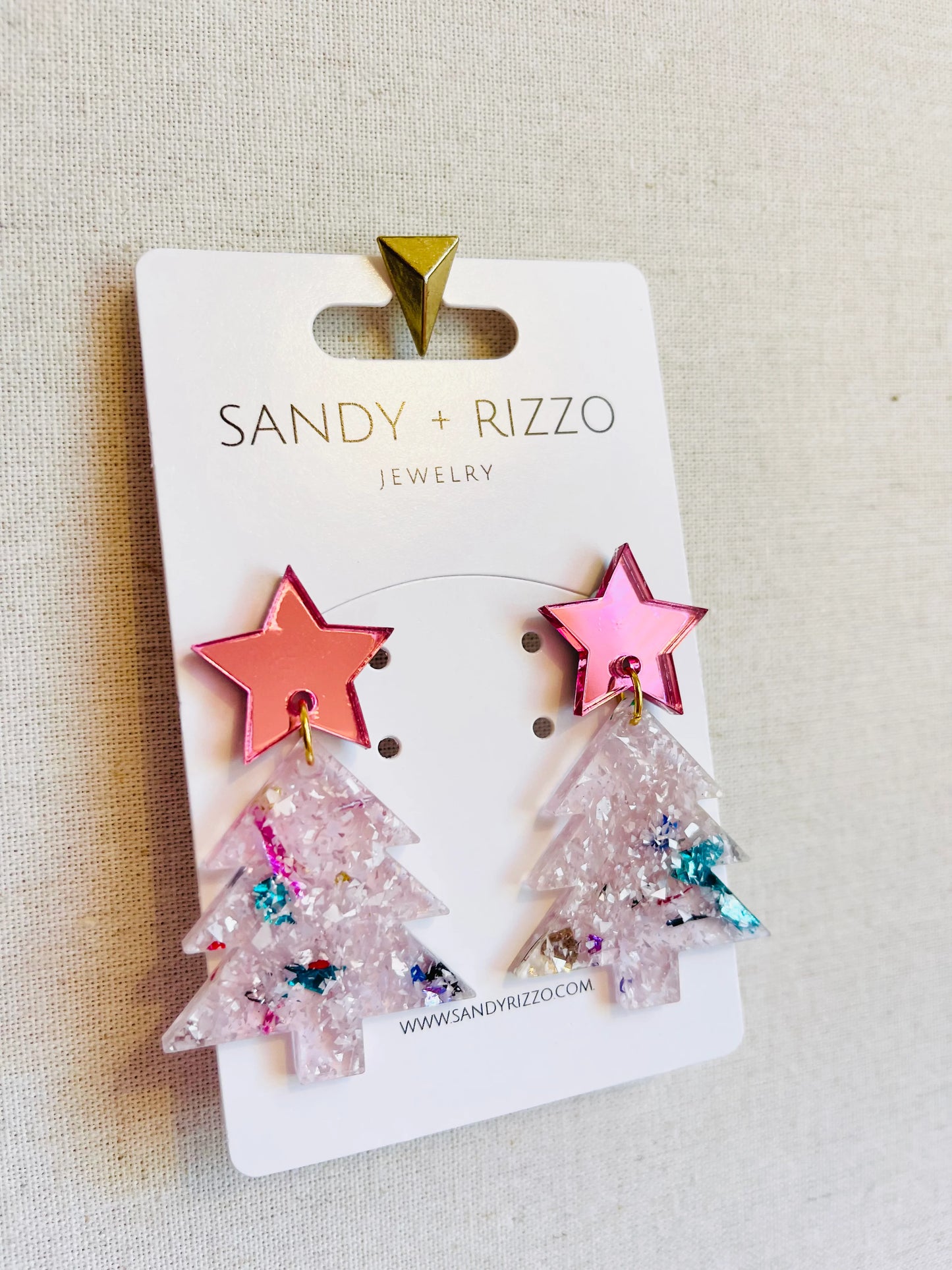 Old Fashioned Pink Christmas Tree Earrings