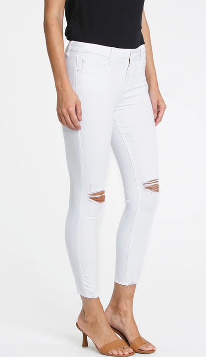 Audrey Mid Rise White Crop Skinny