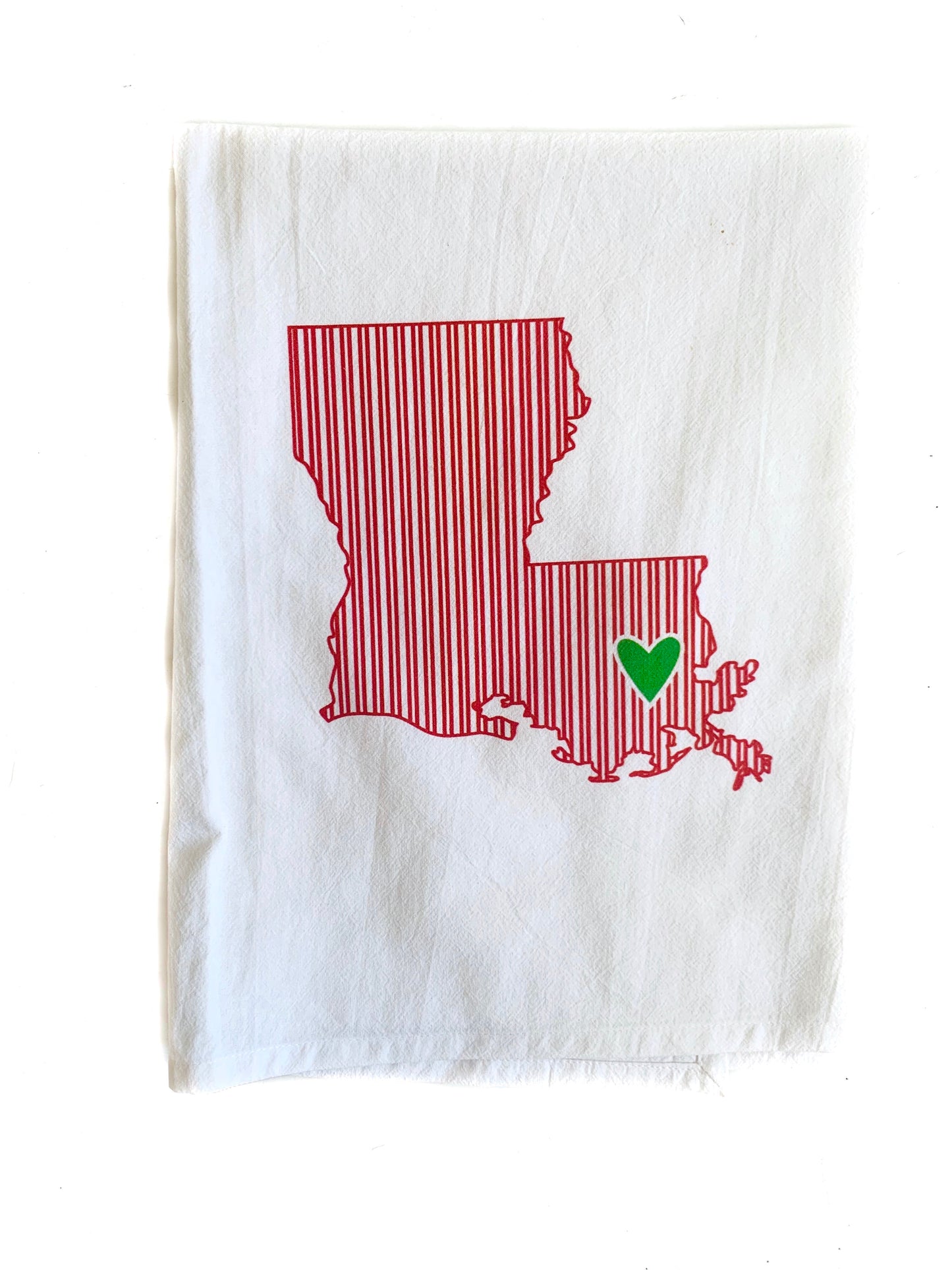 LA State Red Ticking w/ Green Heart