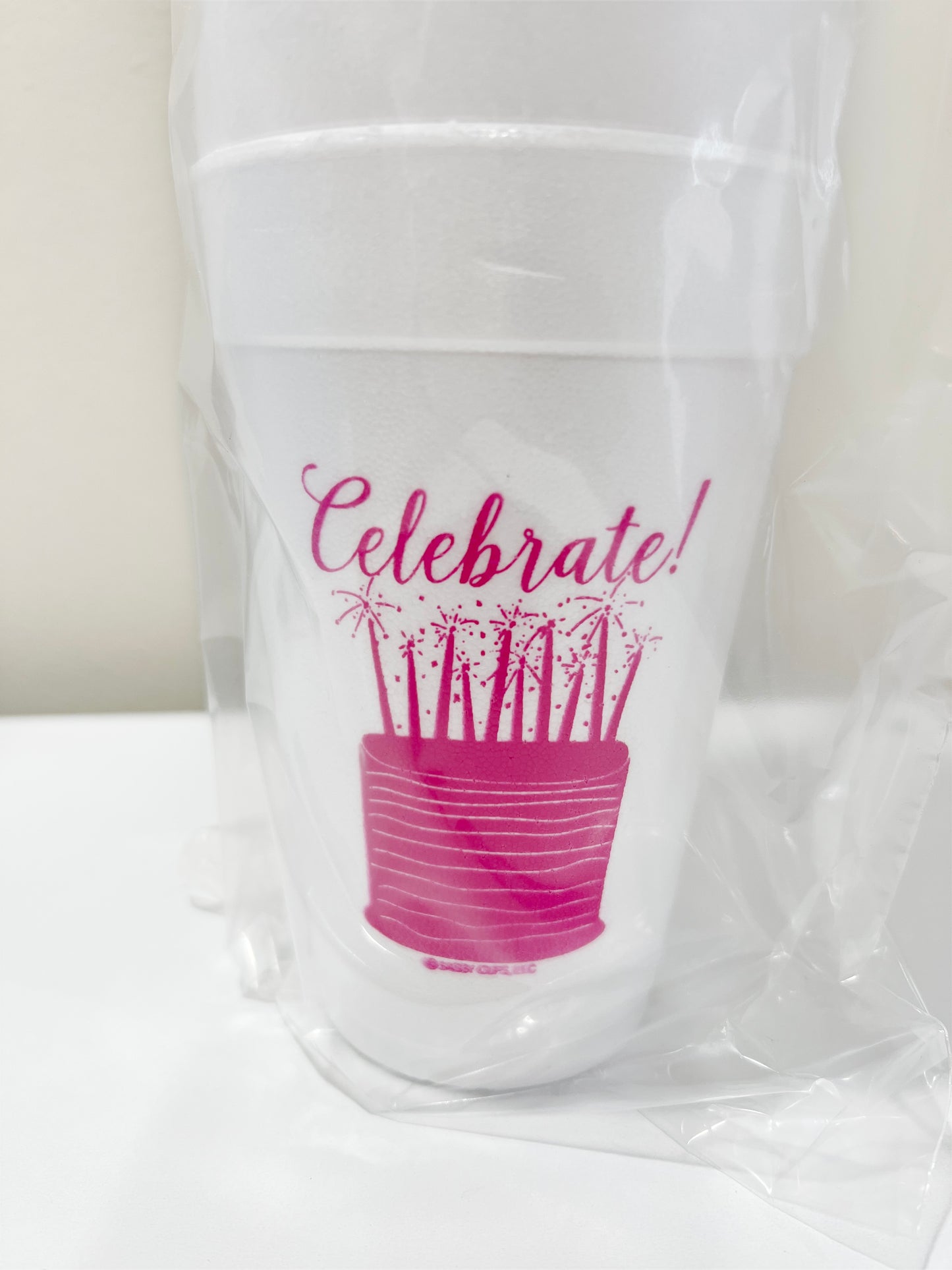 Celebrate Cake Styrofoam Cups SleevePink Lucy Rose