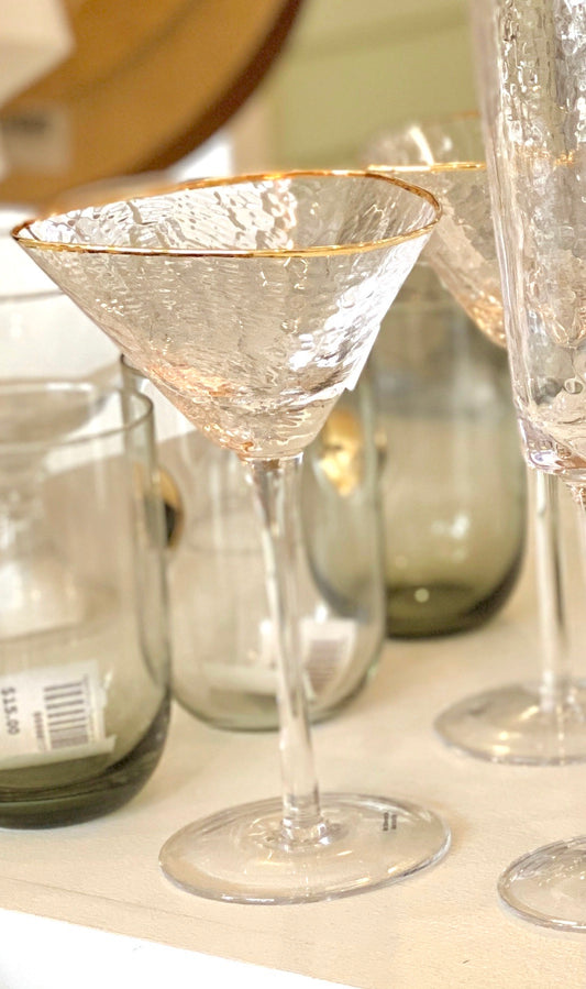 Aperitivo Triangular Martini Glass-Clear w/ Gld Rim
