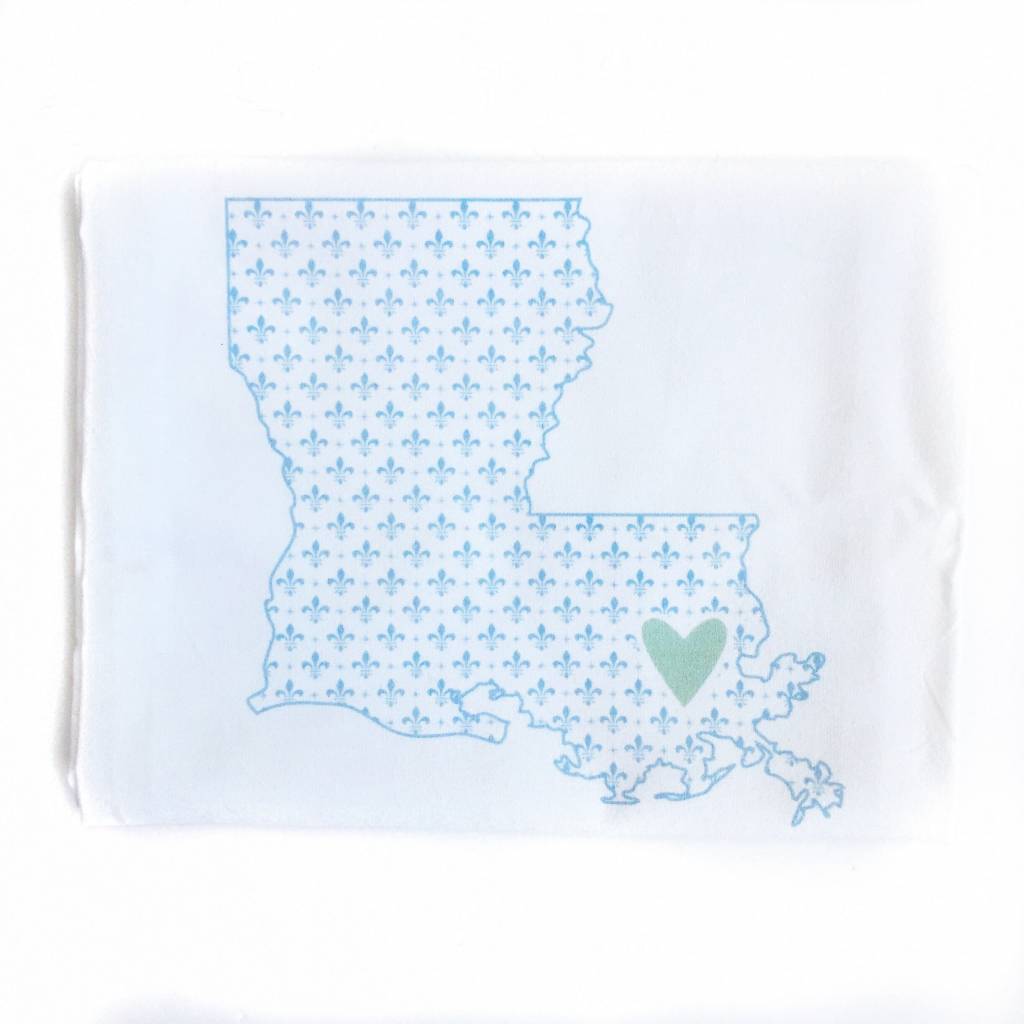 LA Ocean State Fleur de Lis/Sage Heart Towel