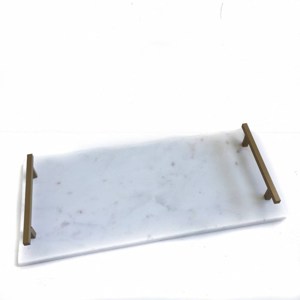 Marble Tray w/ Mtl Handle