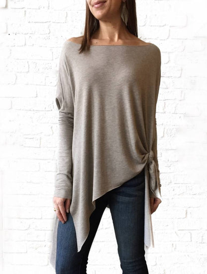 Oversized French Terry Top  taupe large