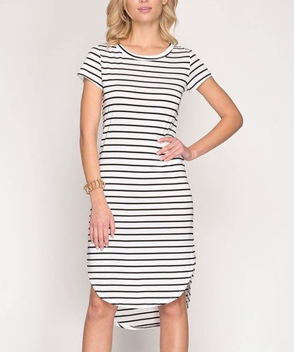 S/S Striped Midi Dress