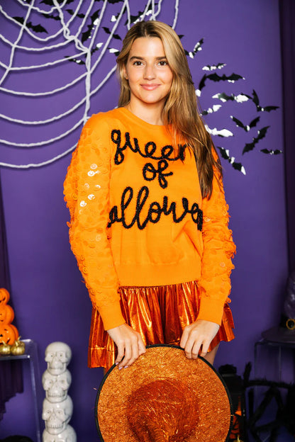 Queen of Halloween Script Sweater