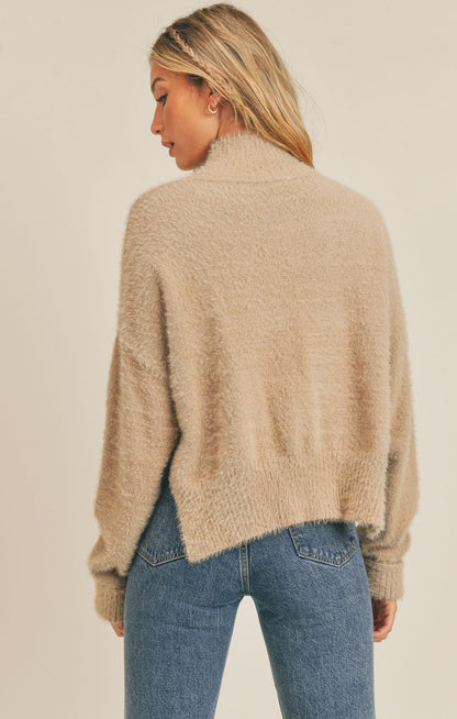 Taupe Suzanne Feather Yarn Sweater