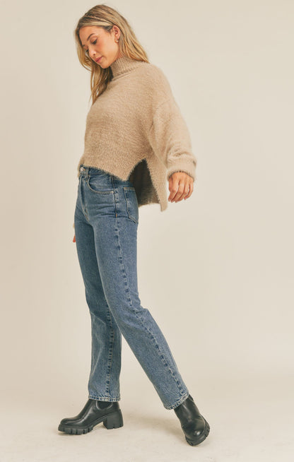 Taupe Suzanne Feather Yarn Sweater