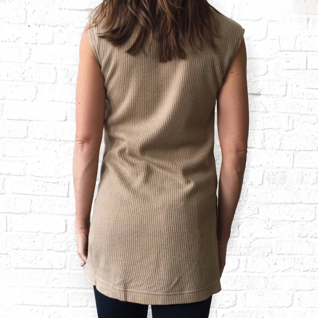 Taupe Mock Neck Tank Sweater-GD
