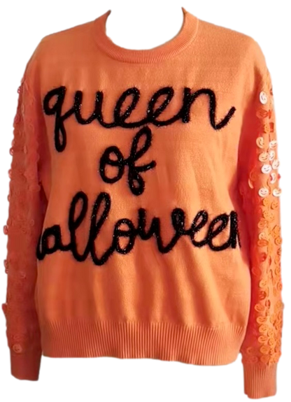 Queen of Halloween Script Sweater